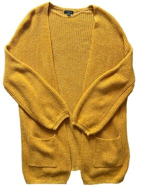 Wild Fable Mustard Yellow Open-Front Pocket Knit Cardigan